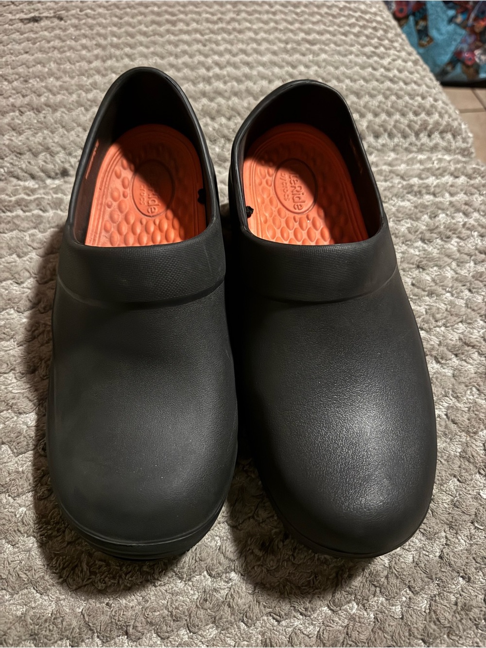 CROCS Women’s Black Clogs with Orange Insole